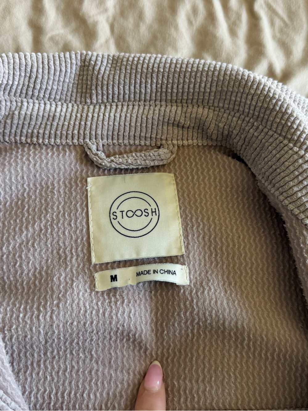 Light Cream Women's Button-Up Waffle Shirt Jacket - Picture 2 of 3